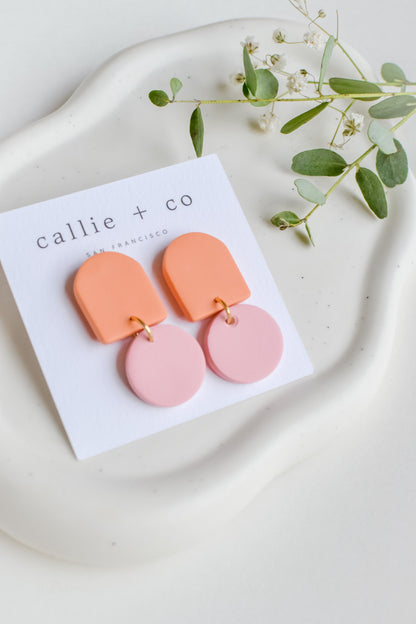 Marigold Modern Statement Earrings, Handmade Clay Earrings, Minimalist Modern, Hypoallergenic Titanium Posts