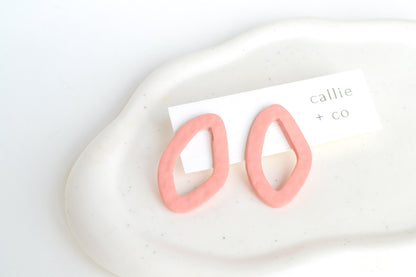 Oversized Textured Studs in Blush, Polymer Clay Earrings, Hypoallergenic Titanium Posts, Lightweight, Handmade Modern Unique Earrings