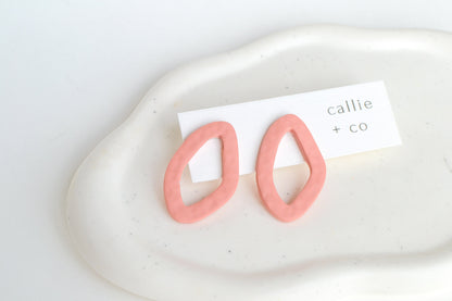 Oversized Textured Studs in Blush, Polymer Clay Earrings, Hypoallergenic Titanium Posts, Lightweight, Handmade Modern Unique Earrings