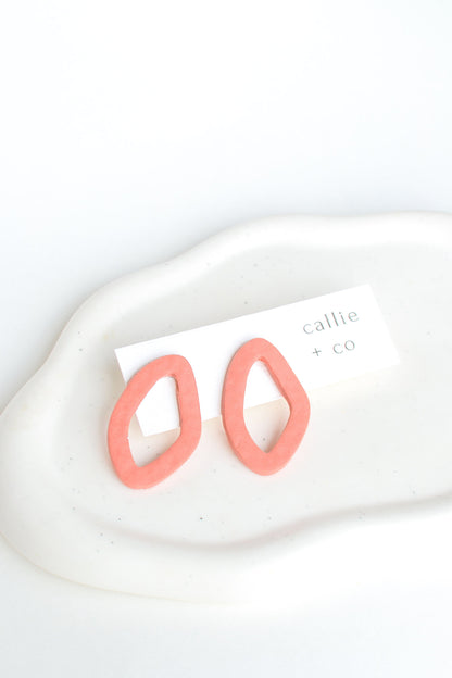 Oversized Textured Studs in Blush, Polymer Clay Earrings, Hypoallergenic Titanium Posts, Lightweight, Handmade Modern Unique Earrings