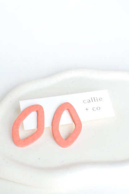 Oversized Textured Studs in Blush, Polymer Clay Earrings, Hypoallergenic Titanium Posts, Lightweight, Handmade Modern Unique Earrings