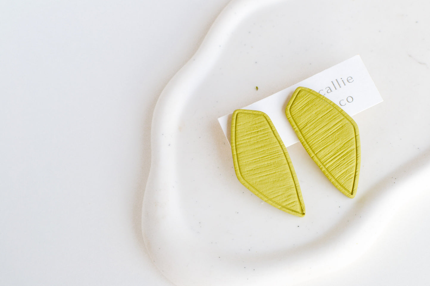 Dagg Textured Studs in Green Chartreuse, Polymer Clay Earrings, Hypoallergenic Titanium Posts, Lightweight, Handmade Modern Unique Earrings