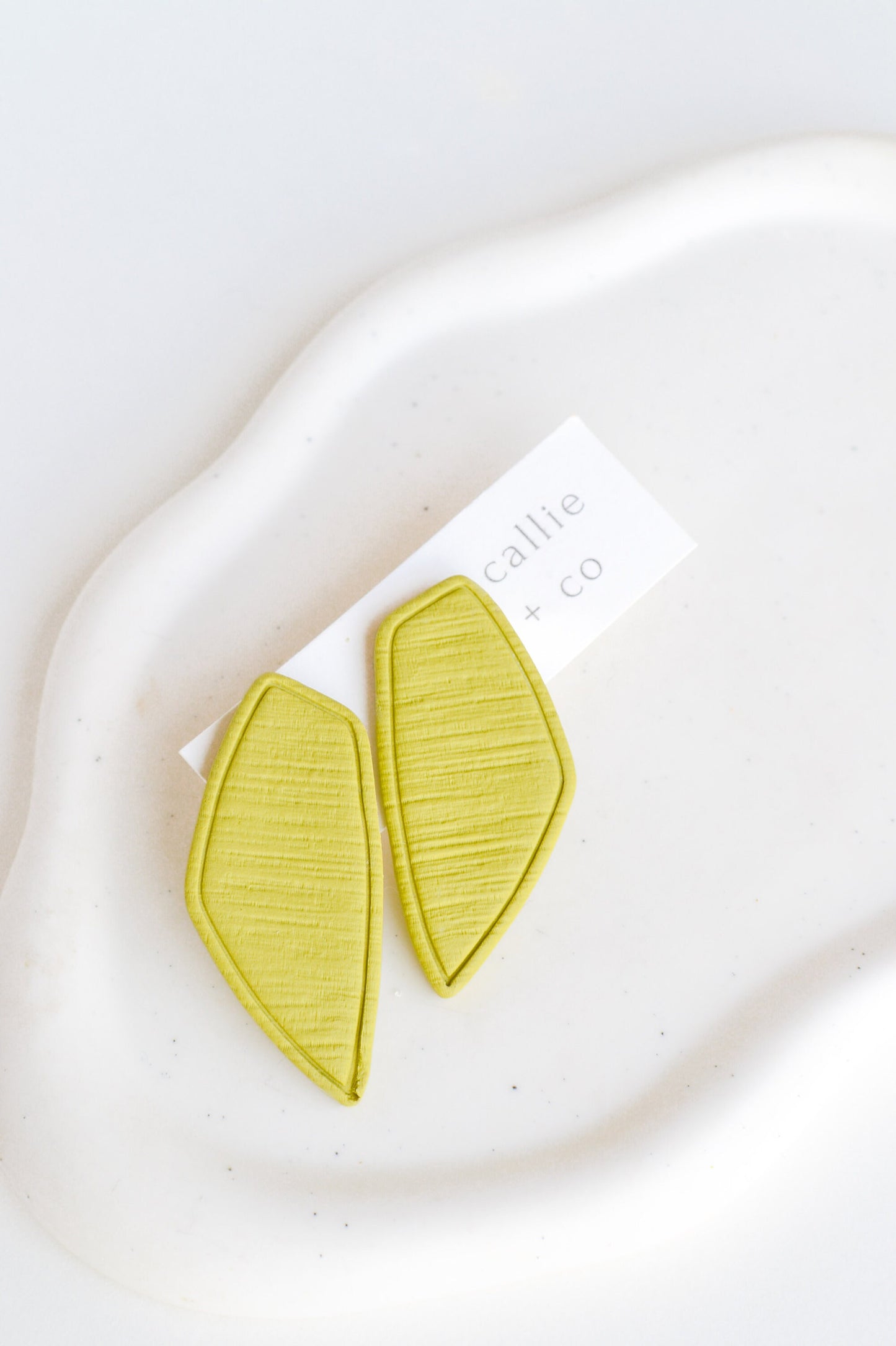 Dagg Textured Studs in Green Chartreuse, Polymer Clay Earrings, Hypoallergenic Titanium Posts, Lightweight, Handmade Modern Unique Earrings