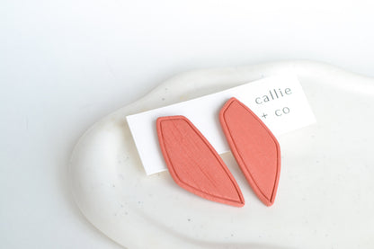 Dagg Oversized Studs in Rust, Polymer Clay Earrings, Hypoallergenic Titanium Posts, Lightweight, Handmade Modern Unique Earrings