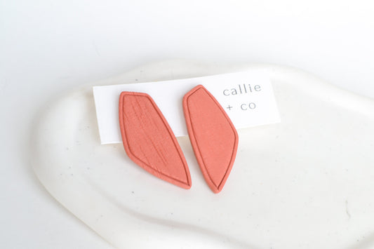 Dagg Oversized Studs in Rust, Polymer Clay Earrings, Hypoallergenic Titanium Posts, Lightweight, Handmade Modern Unique Earrings