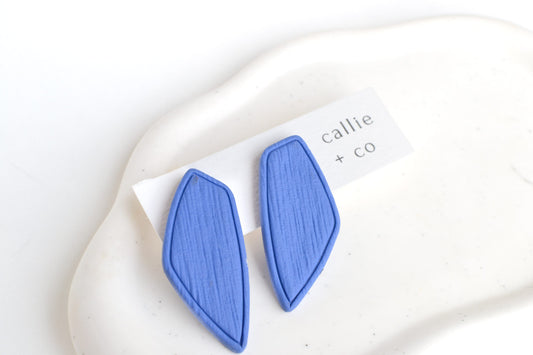 Dagg Textured Studs in Royal Blue, Polymer Clay Earrings, Hypoallergenic Titanium Posts, Lightweight, Handmade Modern Unique Earrings