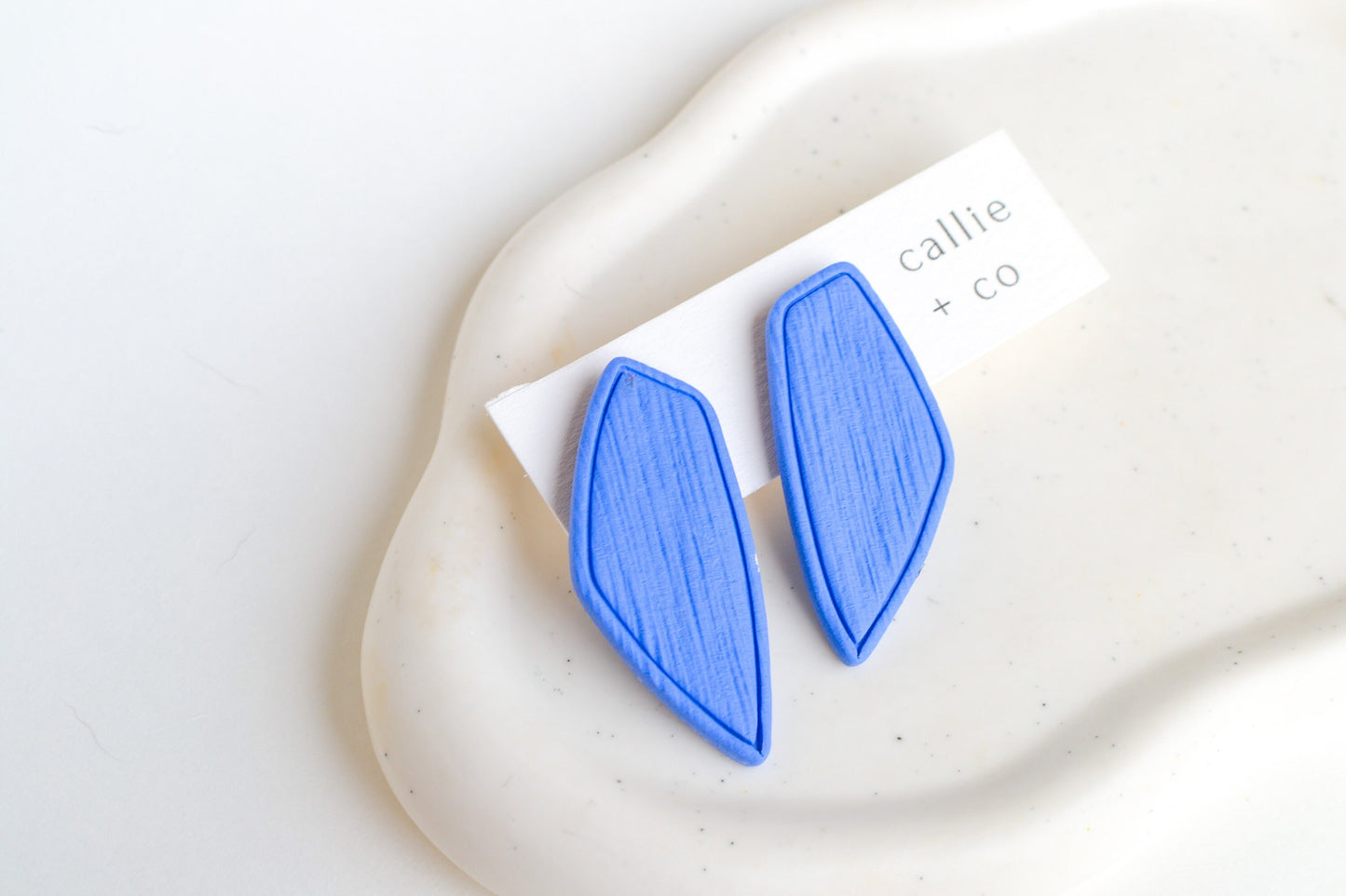 Dagg Textured Studs in Royal Blue, Polymer Clay Earrings, Hypoallergenic Titanium Posts, Lightweight, Handmade Modern Unique Earrings