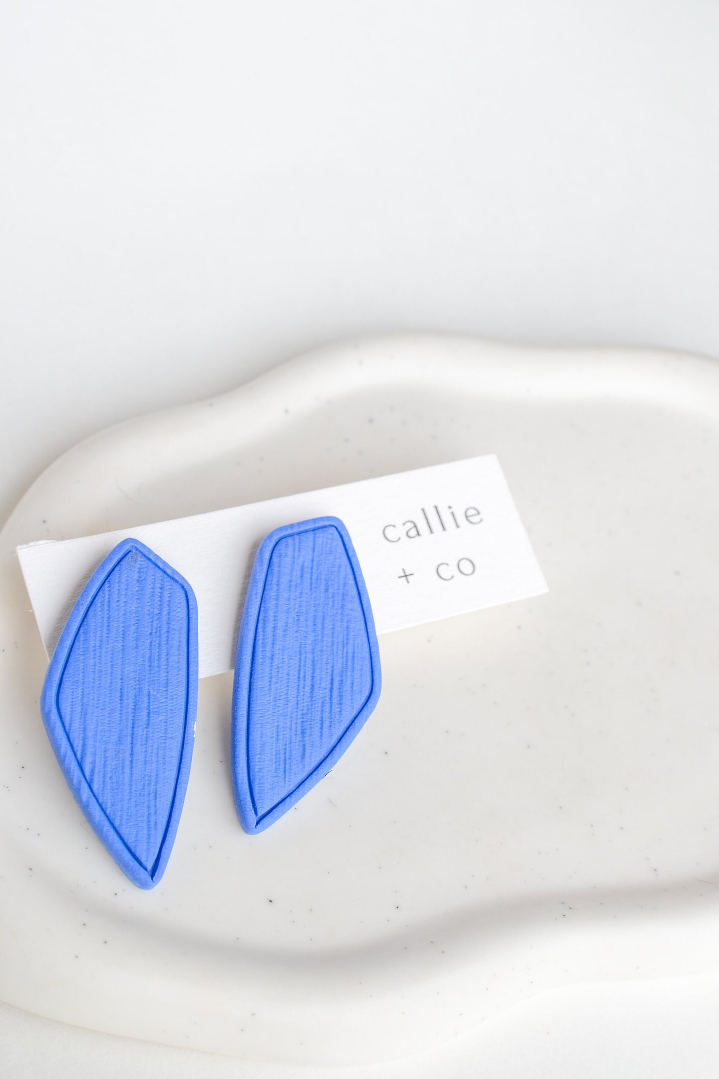 Dagg Textured Studs in Royal Blue, Polymer Clay Earrings, Hypoallergenic Titanium Posts, Lightweight, Handmade Modern Unique Earrings