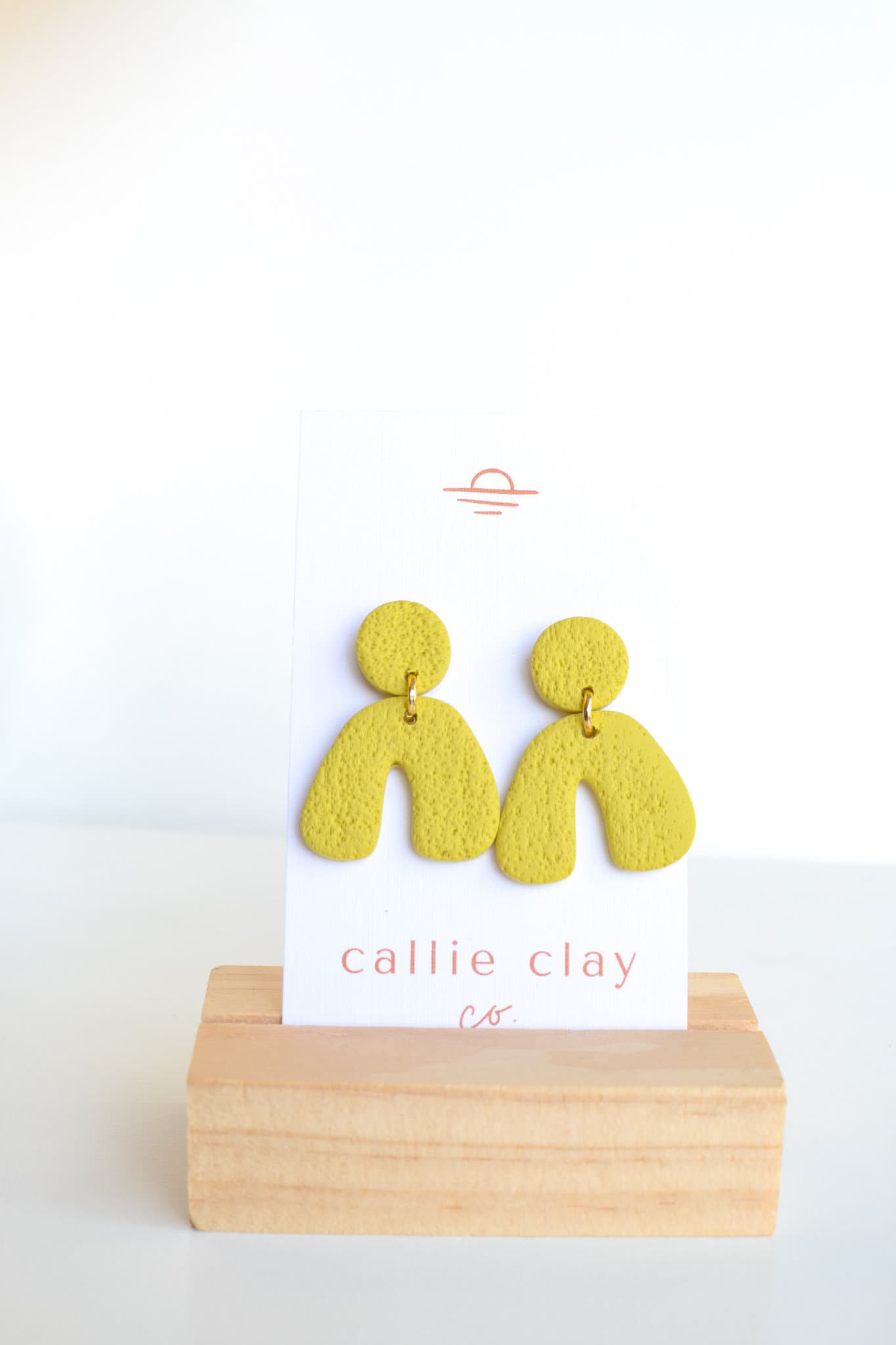 Caroline Arches in Chartreuse, Handmade Clay Statement Earrings, Modern, Hypoallergenic Titanium Posts