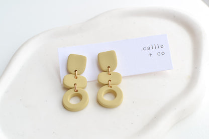 Cleo Clay Statement Earrings in Artichoke, Hypoallergenic Titanium Posts, Lightweight, Handmade Statement Earrings, Gift For Her