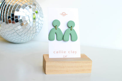 Caroline Arches in Aqua, Handmade Clay Statement Earrings, Modern, Hypoallergenic Titanium Posts