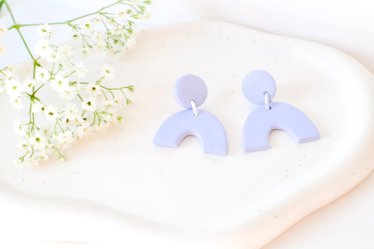 Caroline Arch Earrings, Periwinkle, Handmade Clay Earrings, Hypoallergenic Titanium Posts