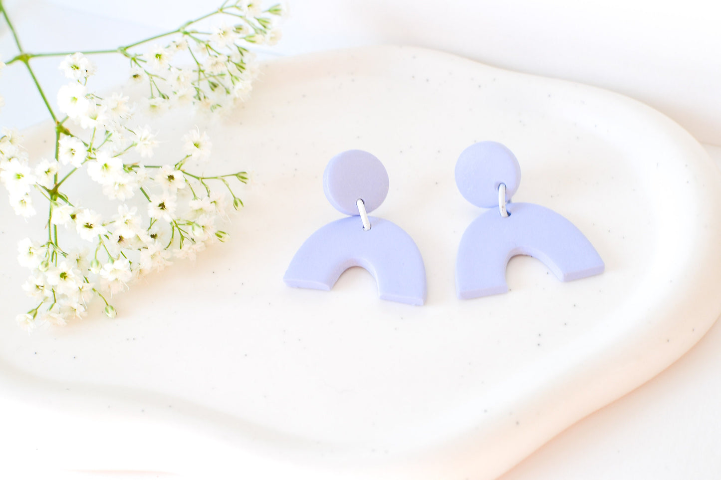 Caroline Arch Earrings, Periwinkle, Handmade Clay Earrings, Hypoallergenic Titanium Posts