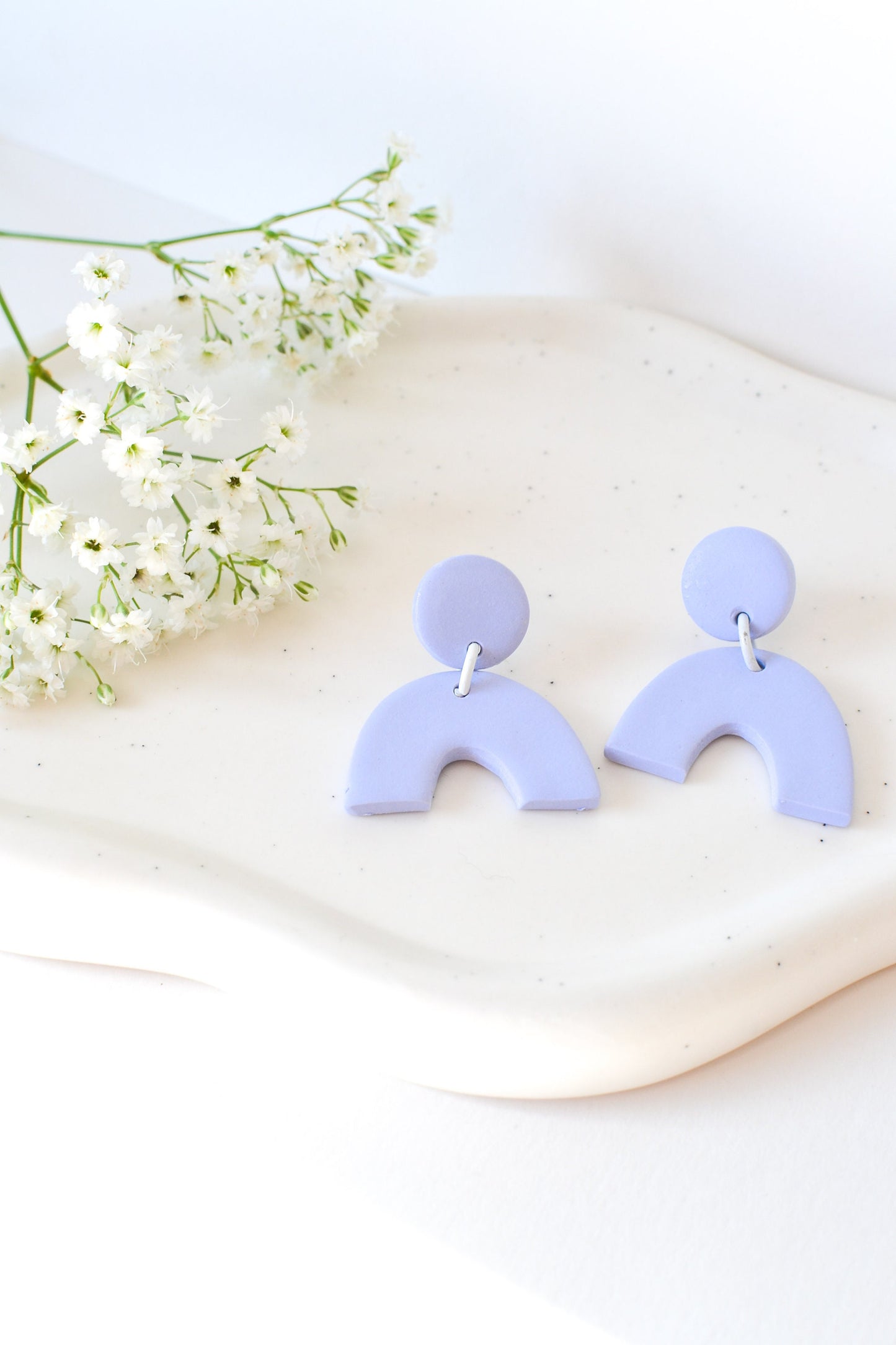 Caroline Arch Earrings, Periwinkle, Handmade Clay Earrings, Hypoallergenic Titanium Posts