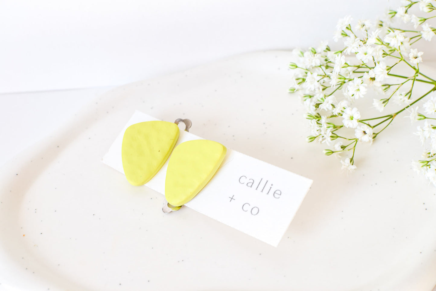 Clip-On Earrings, Abstract Lime Green, Polymer Clay Earrings, Lightweight, Handmade, Modern